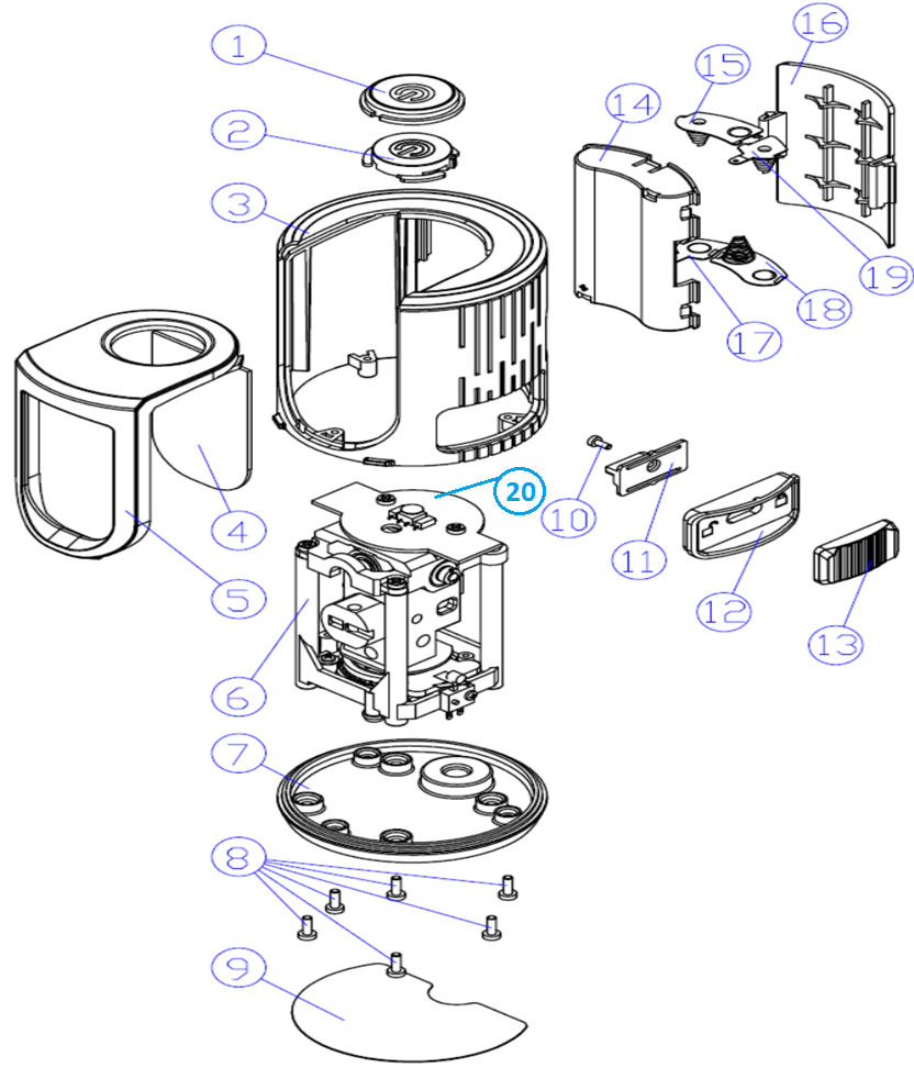 KRAFTOOL CL 20, лазерный нивелир (34700) - посмотреть вариант разборной схемы