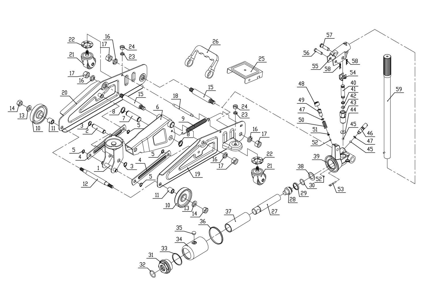 STAYER R-22 RED FORCE, 2 т, 125 - 320 мм, подкатной домкрат для легковых а/м, Professional (43152-2) - посмотреть вариант разборной схемы