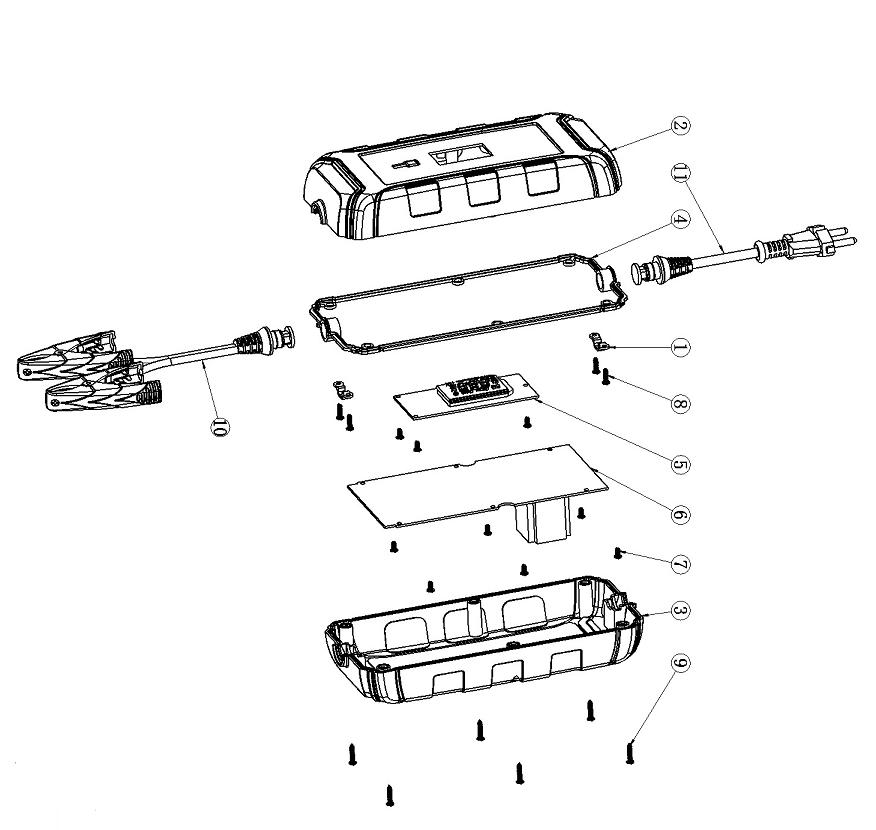 ЗУБР ЗУ-160, 12 В, 8 А, интеллектуальное зарядное устройство для аккумуляторов, Профессионал (59303) - посмотреть вариант разборной схемы