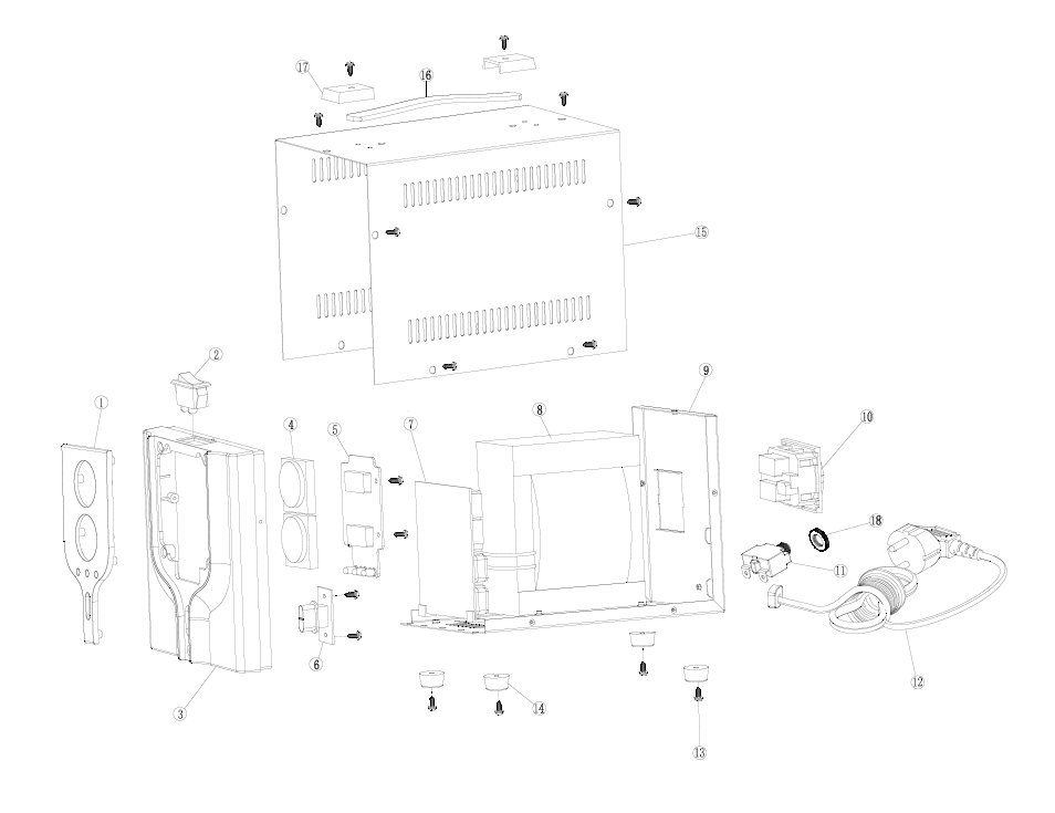 ЗУБР 1000ВА, 1 кВт, автоматический стабилизатор напряжения, Профессионал (59375-1) - посмотреть вариант разборной схемы