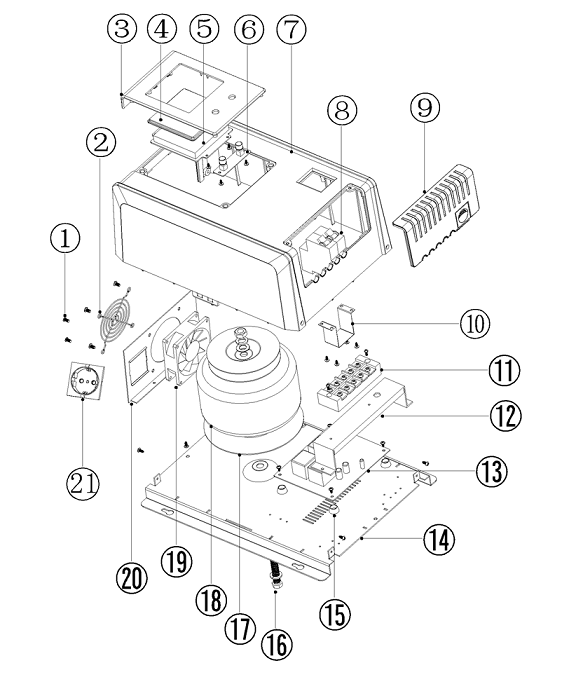ЗУБР 5000ВА, 5 кВт, автоматический стабилизатор напряжения, Профессионал (59385-5) - посмотреть вариант разборной схемы