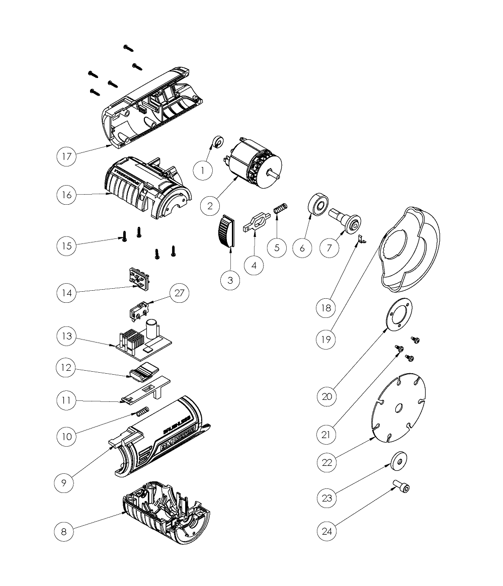ЗУБР 12 В, d76 мм, без АКБ (тип Т7), бесщеточная УШМ, Профессионал (AB-76) - посмотреть вариант разборной схемы