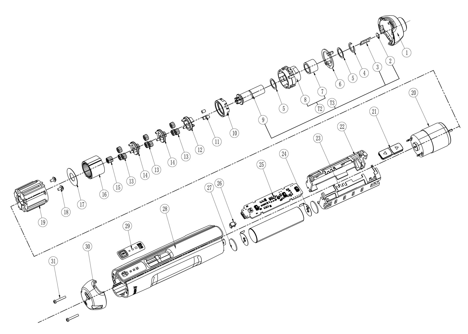 Аккумуляторная отвертка DongCheng DCPL04-5(TYPE E) - разборная схема