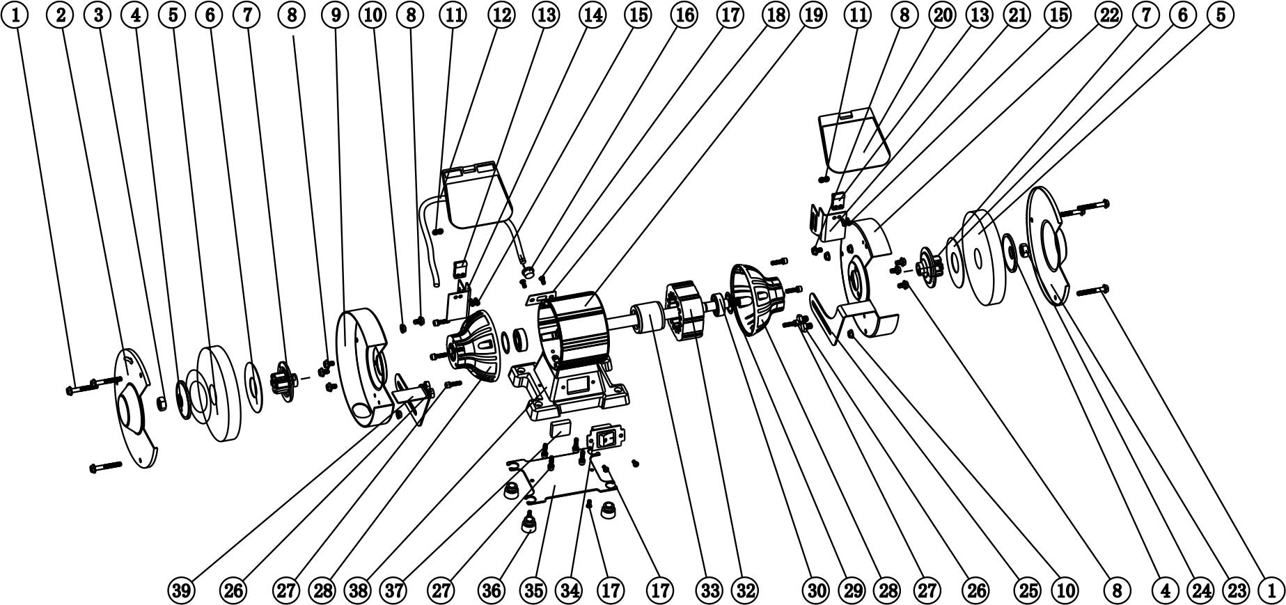 Станок заточный DongCheng DSE200 - разборная схема
