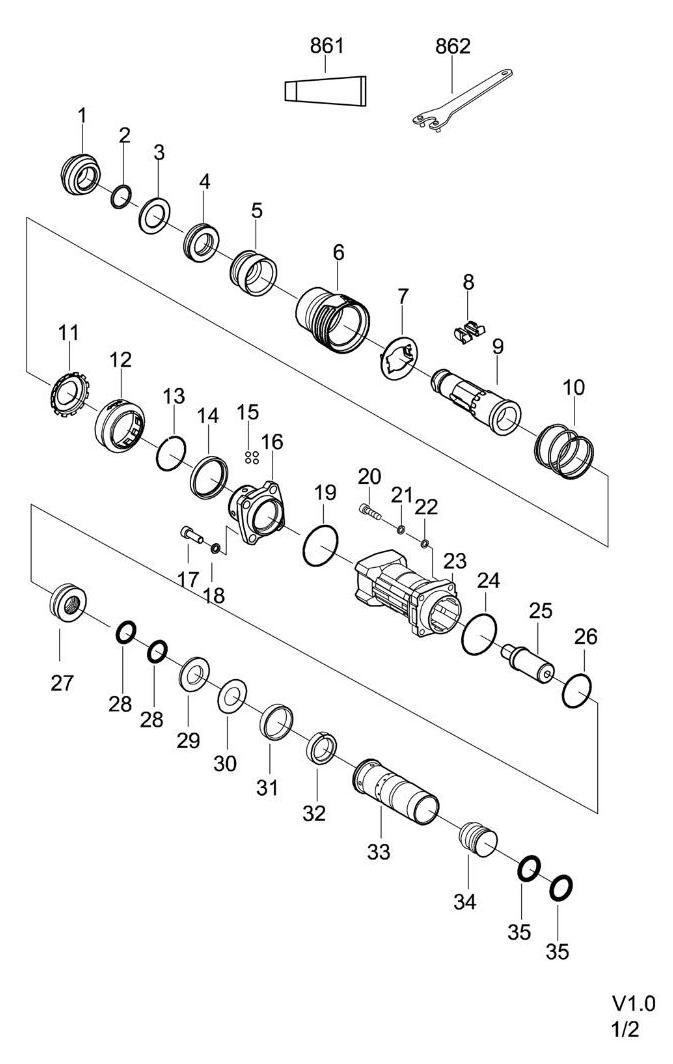 Отбойные молотки DongCheng DZG07-6SM, 1600 Вт, 22 Дж - разборная схема