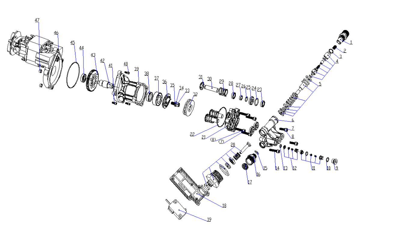 ЗУБР 180 Атм, 2300 Вт, мойка высокого давления, пистолет МИГ-180 (АВД-180) - посмотреть вариант разборной схемы