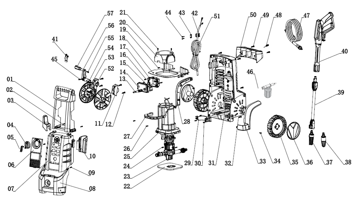 ЗУБР 180 Атм, 2300 Вт, мойка высокого давления, пистолет МИГ-180 (АВД-180) - посмотреть вариант разборной схемы
