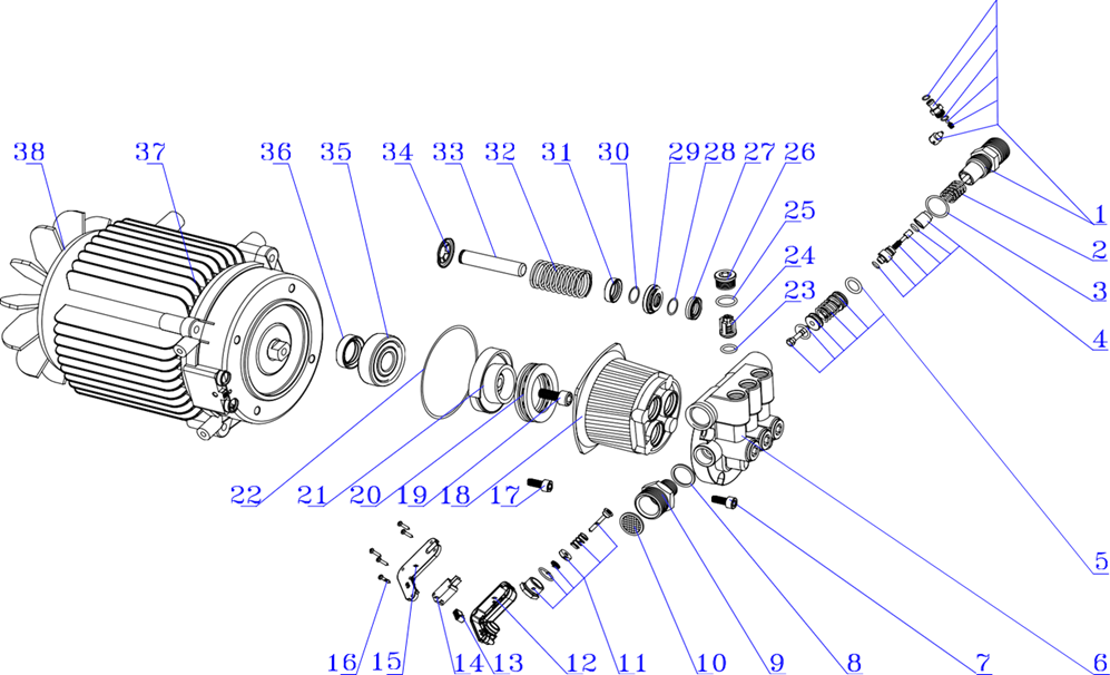 ЗУБР 200 Атм, 2600 Вт, мойка высокого давления, пистолет МИГ-280, Профессионал (АВД-П200) - посмотреть вариант разборной схемы