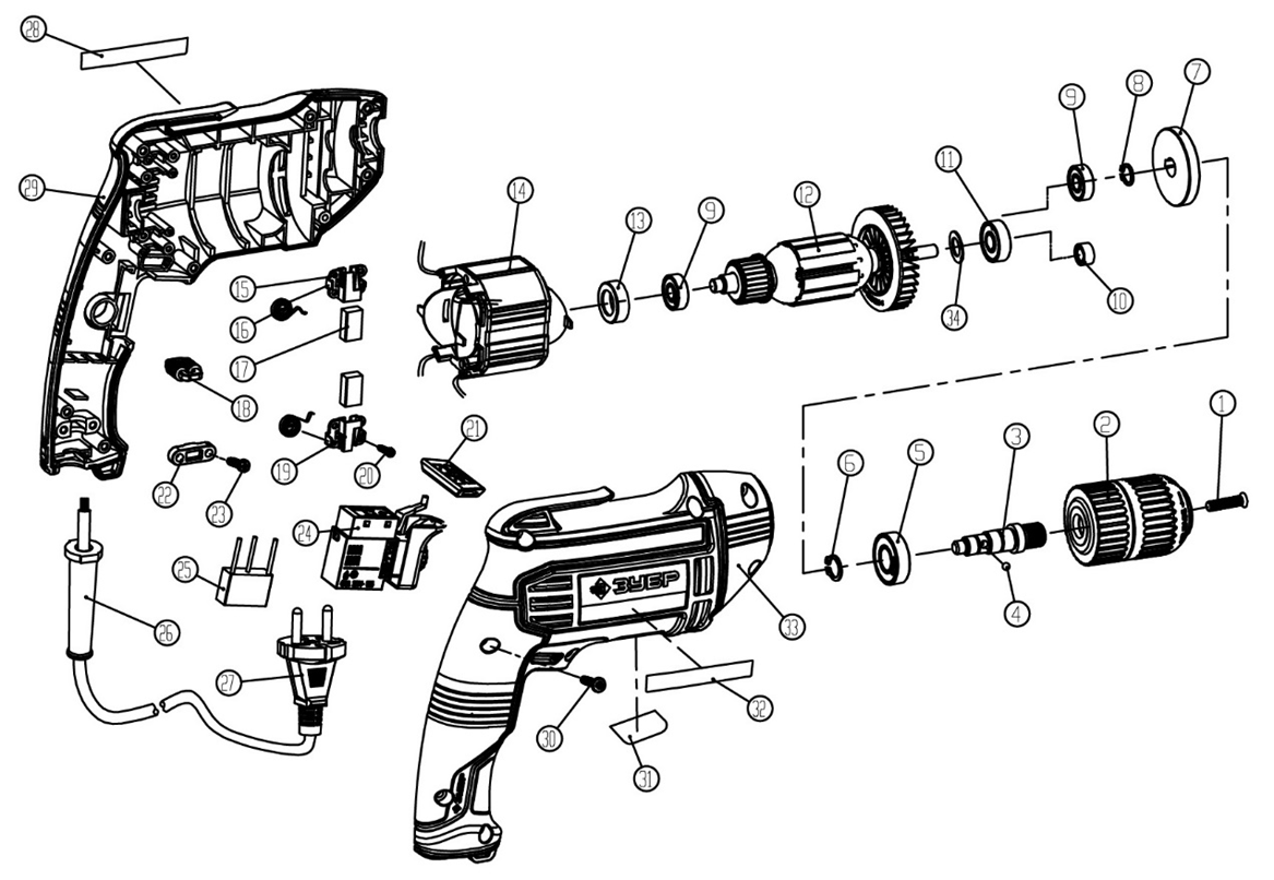 Инструмент [Д-П600] - разборная схема