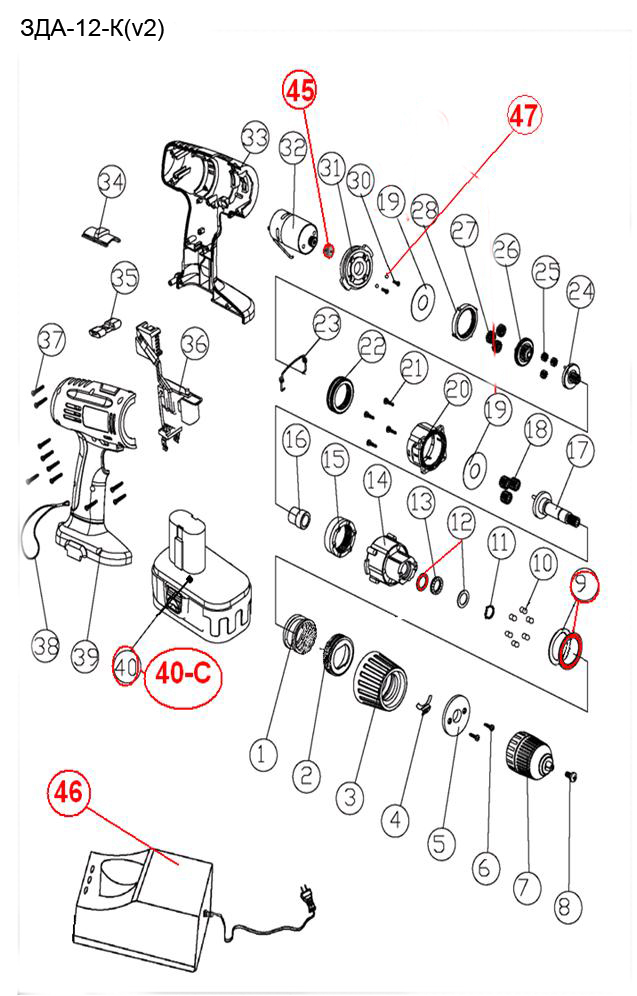 Инструмент [ЗДА-12-К] - посмотреть вариант разборной схемы