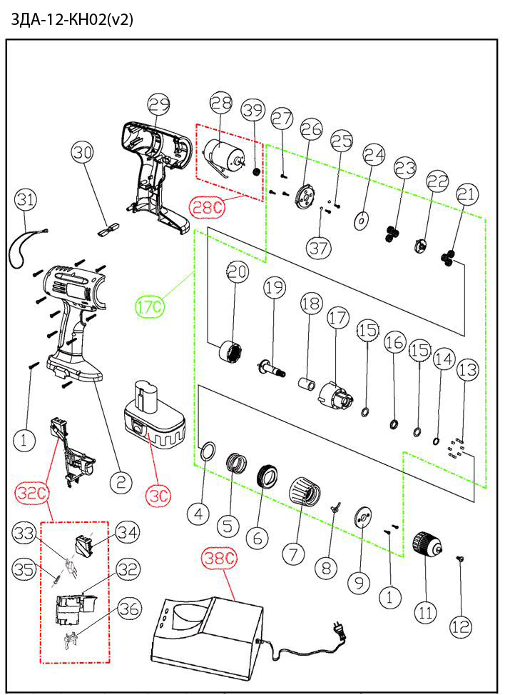 Инструмент [ЗДА-12-К] - посмотреть вариант разборной схемы