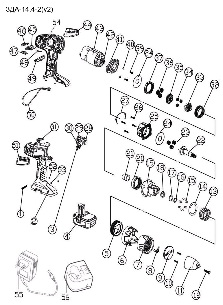 Инструмент [ЗДА-14.4] - посмотреть вариант разборной схемы