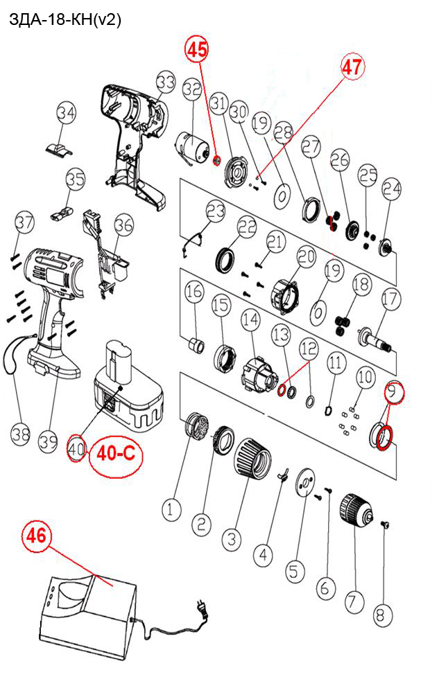 Инструмент [ЗДА-18-КН] - разборная схема