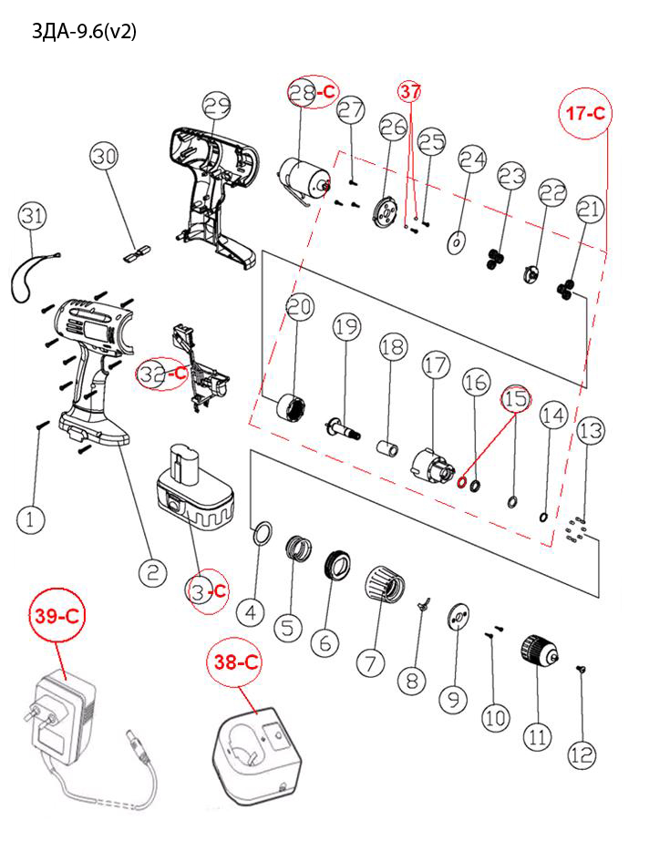 Инструмент [ЗДА-9.6] - посмотреть вариант разборной схемы