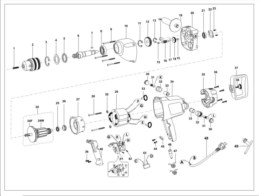 Инструмент [ЗДМ-1200Р] - разборная схема