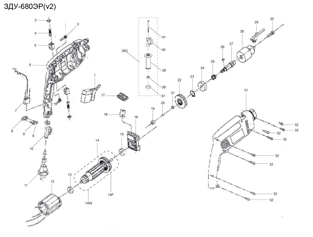 Инструмент [ЗДУ-680ЭР] - посмотреть вариант разборной схемы