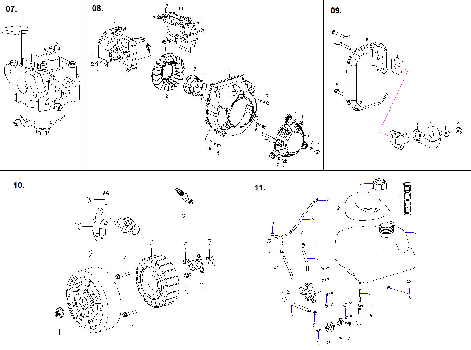 ЗУБР 1200 Вт, инверторный генератор, Профессионал (ЗИГ-1200) - посмотреть вариант разборной схемы