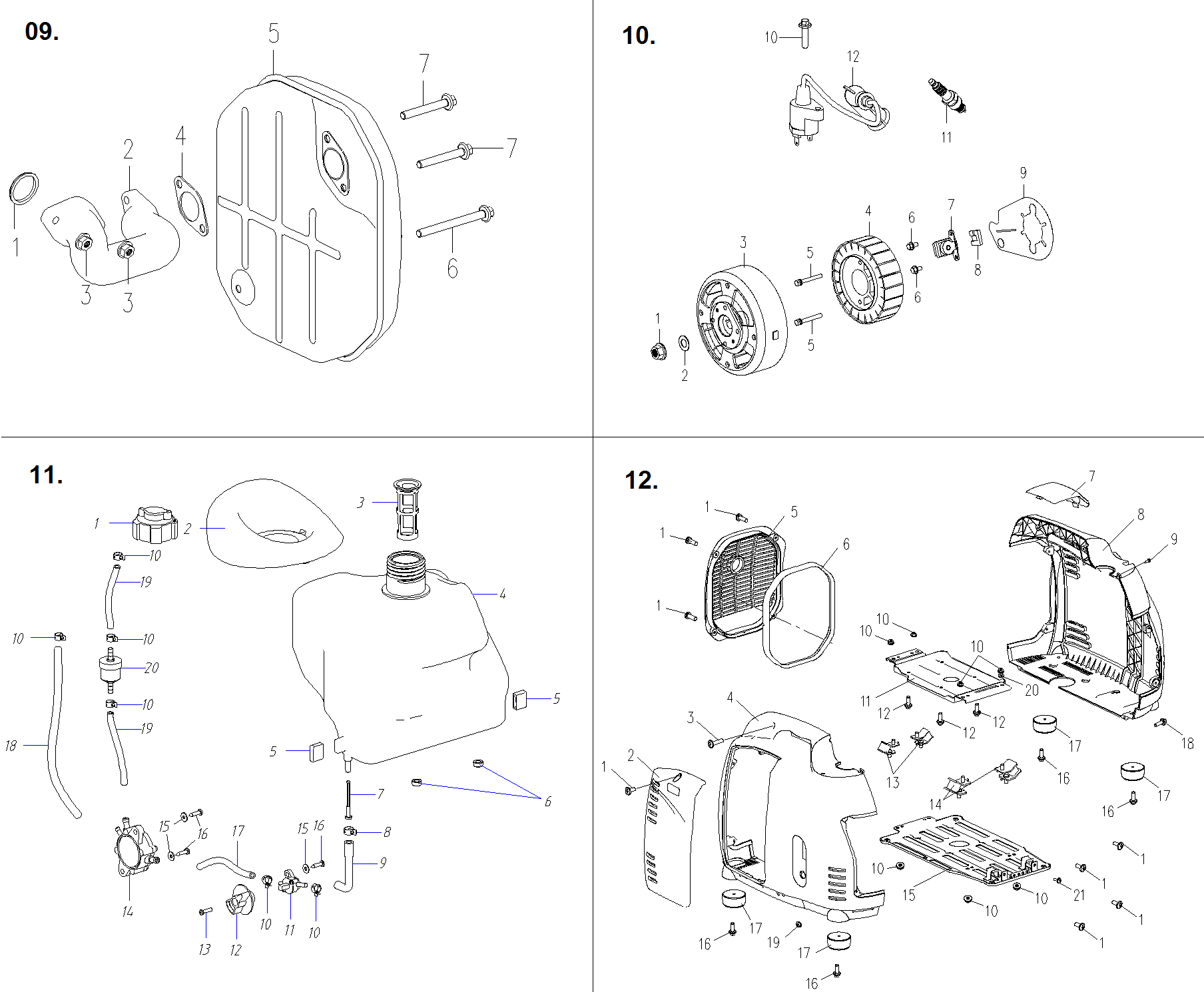 ЗУБР 2500 Вт, инверторный генератор, Профессионал (ЗИГ-2500) - посмотреть вариант разборной схемы