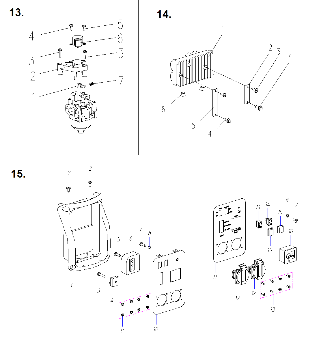 ЗУБР 2500 Вт, инверторный генератор, Профессионал (ЗИГ-2500) - посмотреть вариант разборной схемы