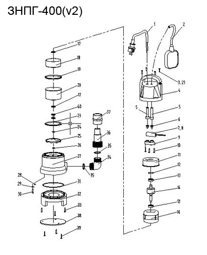 Инструмент [ЗНПГ-400] - разборная схема