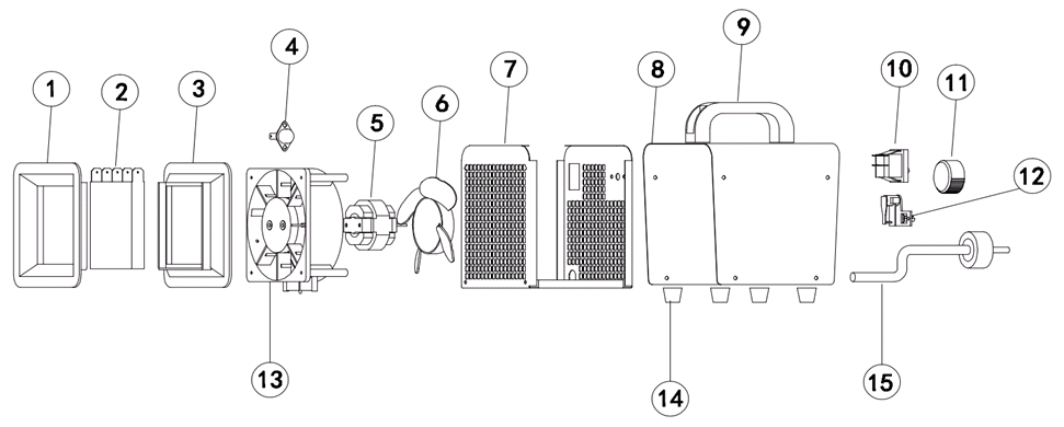 ЗУБР 2 кВт, электрическая тепловая пушка (ЗТП-М5-2000) - посмотреть вариант разборной схемы