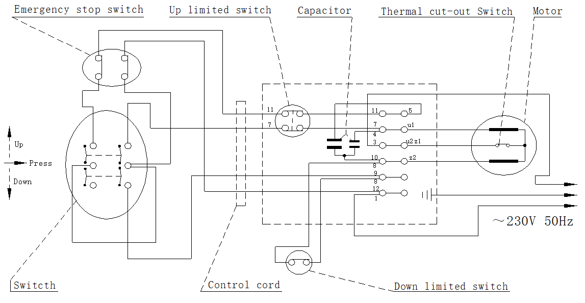 ЗУБР 500 / 1000 кг, 1600 В, электрический тельфер (ЗЭТ-1000) - посмотреть вариант разборной схемы