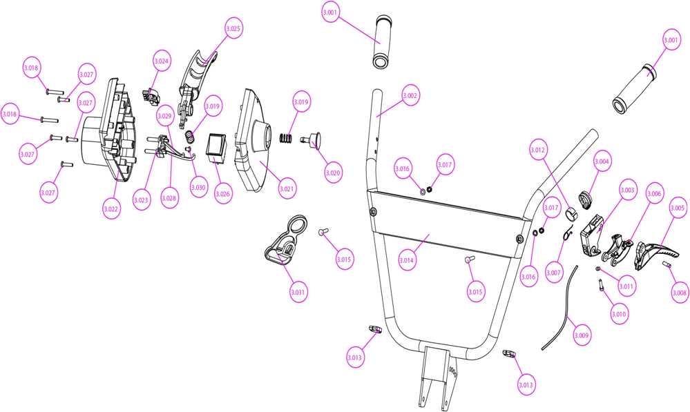 ЗУБР 2500 Вт, электрический культиватор (КАД-2500) - посмотреть вариант разборной схемы