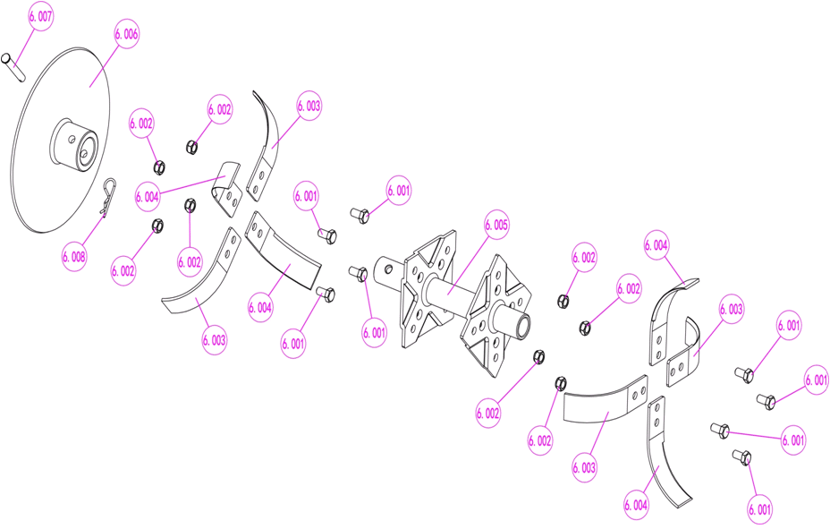 ЗУБР 2500 Вт, электрический культиватор (КАД-2500) - посмотреть вариант разборной схемы