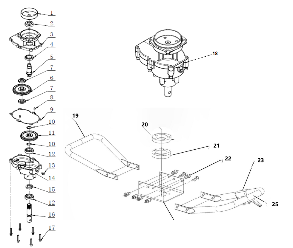 ЗУБР d 60 - 150 мм, 43 см3, 1 оператор, мотобур (бензобур) (МБ1-150) - посмотреть вариант разборной схемы