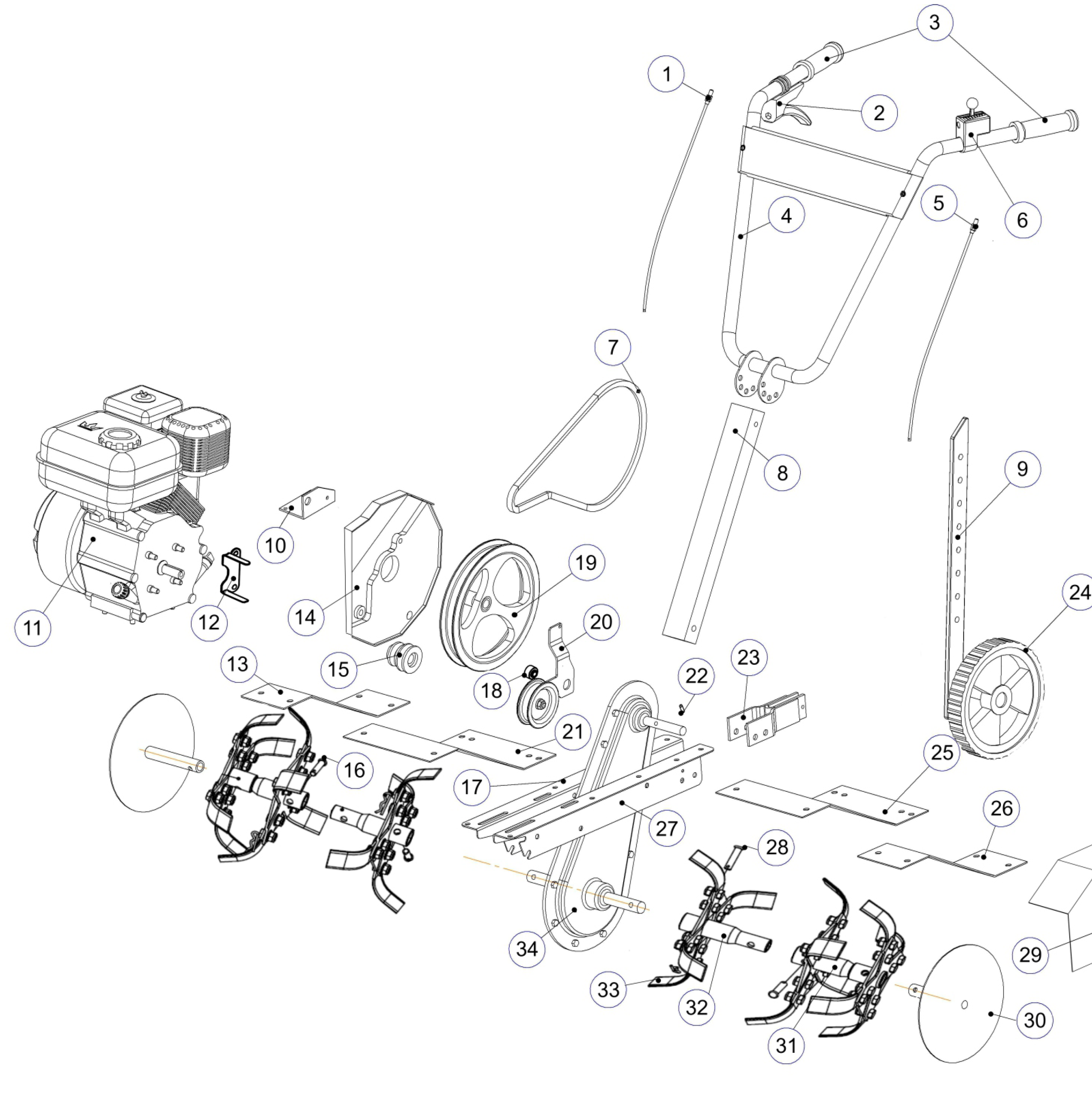 ЗУБР 3 л.с., бензиновый культиватор (МКТ-150) - посмотреть вариант разборной схемы