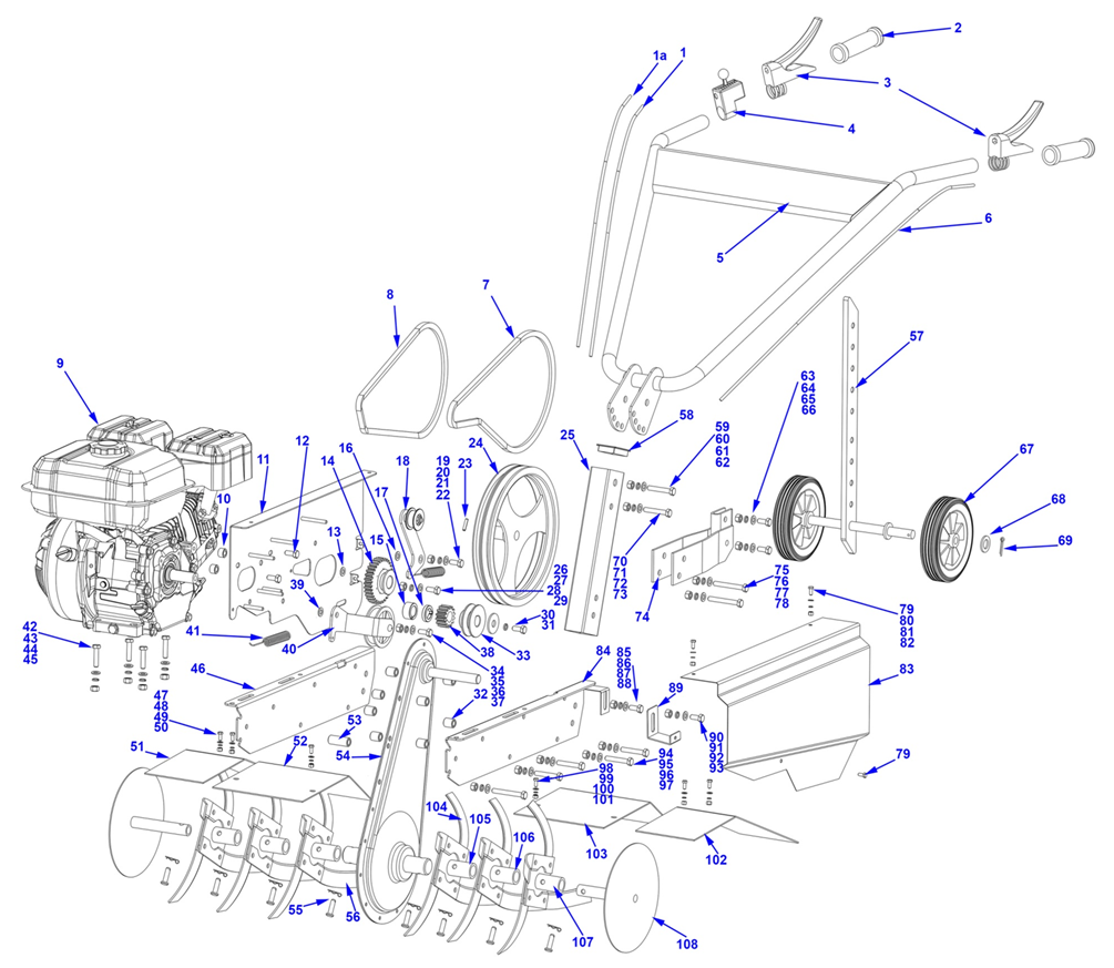 ЗУБР 6.5 л.с., бензиновый культиватор (МКТ-170) - посмотреть вариант разборной схемы