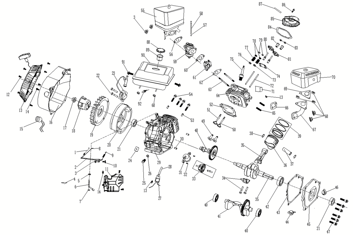 ЗУБР 1600 л/мин, мотопомпа бензиновая (МП-1600) - посмотреть вариант разборной схемы