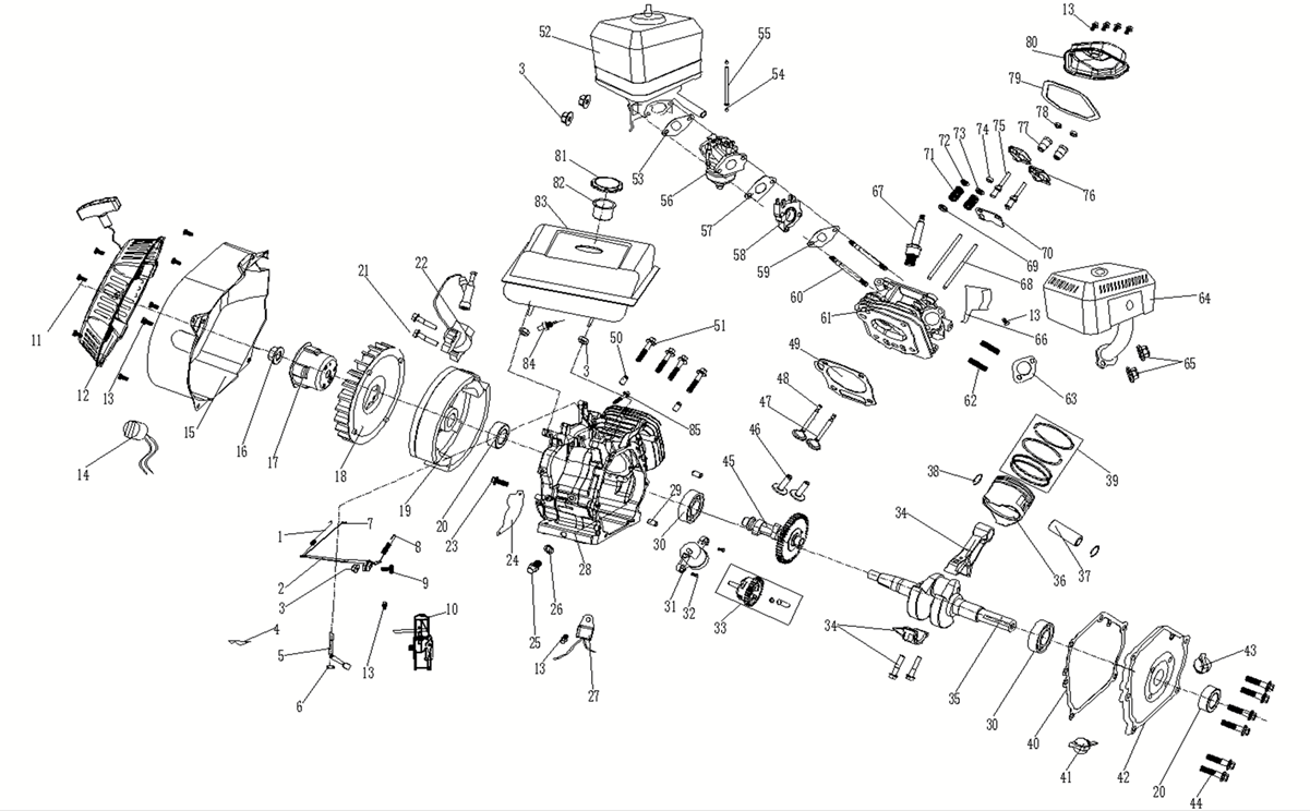 ЗУБР 1300 л/мин, мотопомпа бензиновая для грязной воды (МПГ-1300) - посмотреть вариант разборной схемы