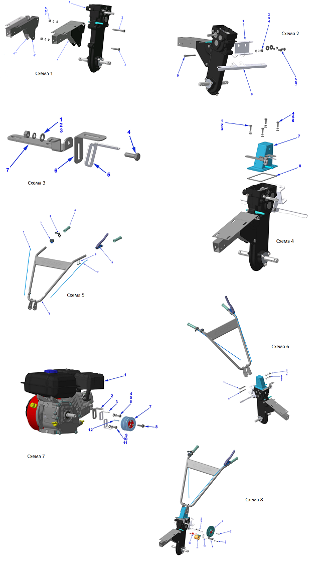 ЗУБР 7 л.с., мотоблок (МТБ-300) - посмотреть вариант разборной схемы