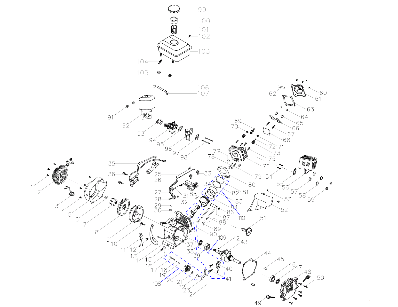 ЗУБР 7 л.с., усиленный мотоблок (МТУ-350) - посмотреть вариант разборной схемы