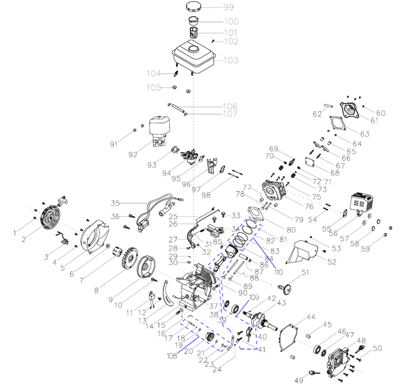 ЗУБР 7 л.с., усиленный мотоблок с понижающей передачей (МТУ-450) - посмотреть вариант разборной схемы