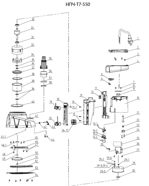 ЗУБР АкваСенсор 550 Вт, Дренажный насос с минимальным уровнем откачки, Профессионал (НПЧ-Т7-550) - разборная схема