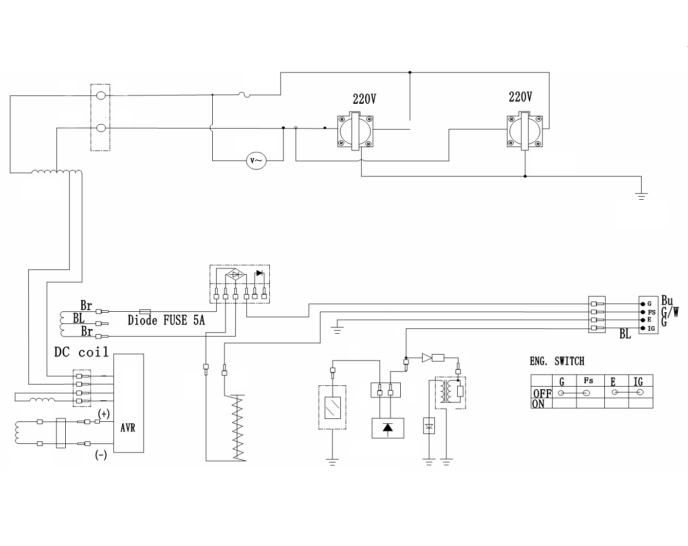 ЗУБР 5500 Вт, бензиновый генератор (СБ-5500) - посмотреть вариант разборной схемы