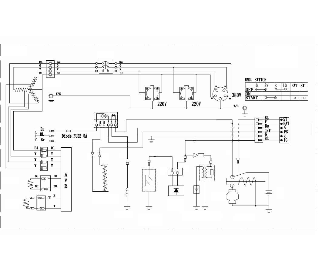 ЗУБР 7000 Вт, бензиновый генератор (СБ-7000) - посмотреть вариант разборной схемы