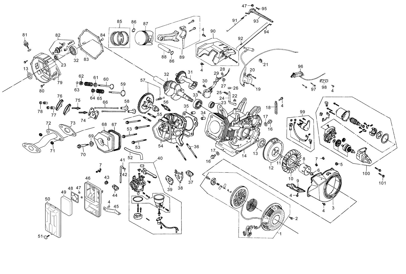 ЗУБР 7000 Вт, бензиновый генератор (СБ-7000) - посмотреть вариант разборной схемы
