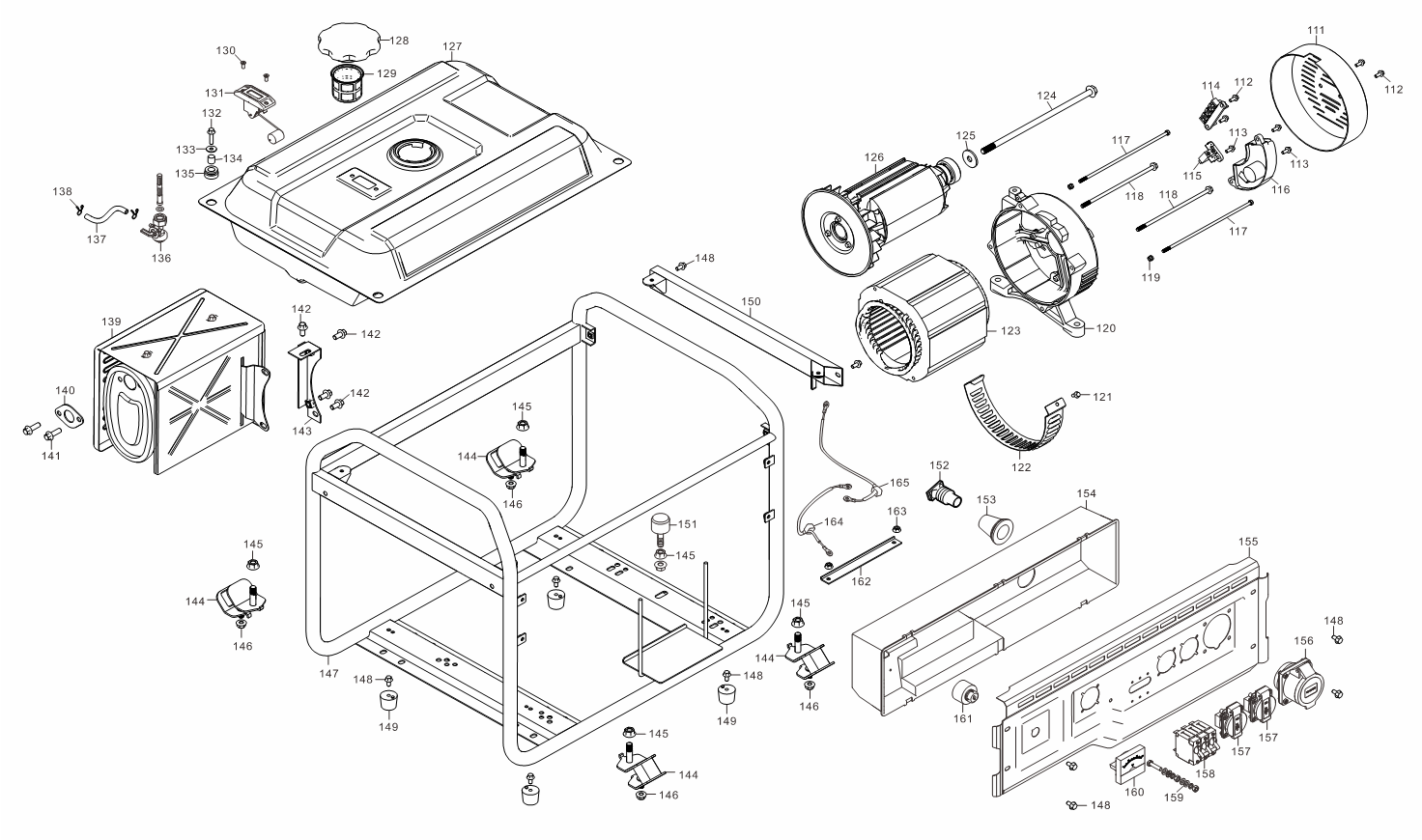 ЗУБР 7000 Вт, бензиновый генератор (СБ-7000) - посмотреть вариант разборной схемы