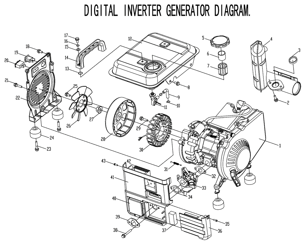 ЗУБР 1100 Вт, инверторный генератор (СБИ-1100) - посмотреть вариант разборной схемы
