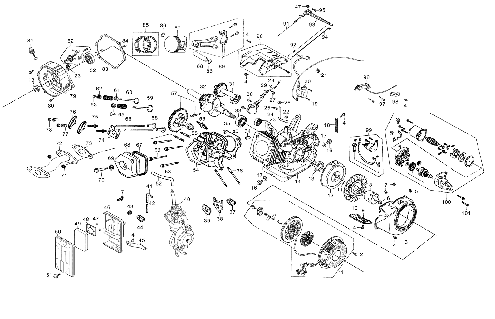 ЗУБР 5500 Вт, газовый генератор с электростартером (сжиженный газ / природный газ / бензин) (СГ-5500Е) - посмотреть вариант разборной схемы