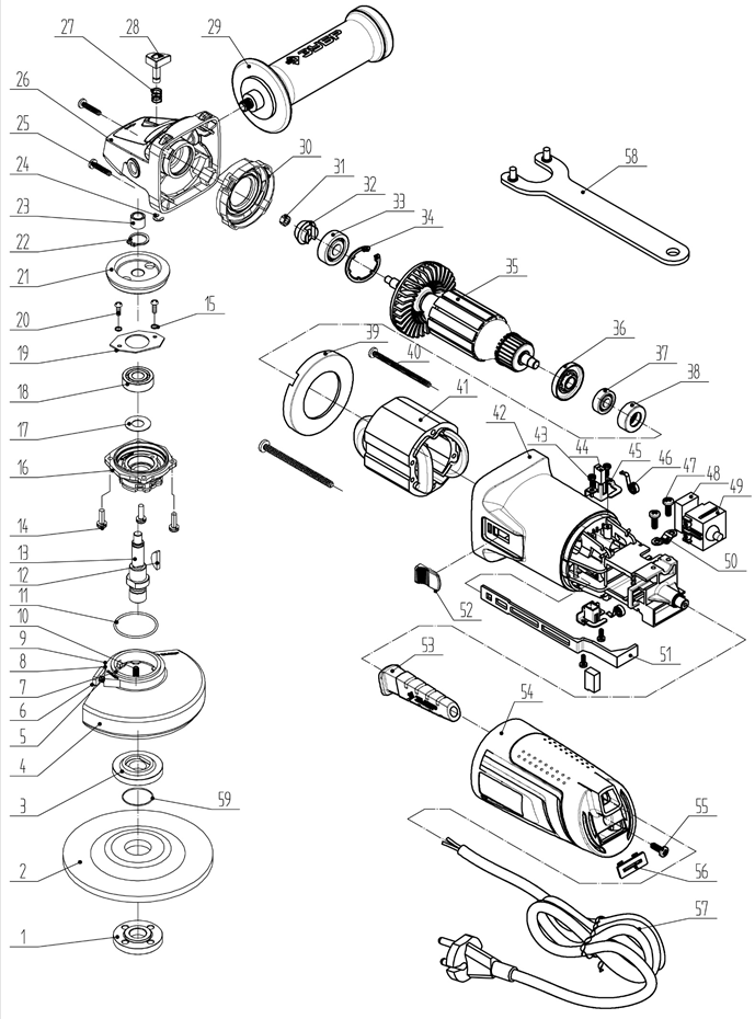 Инструмент [УШМ-П125-1000] - разборная схема