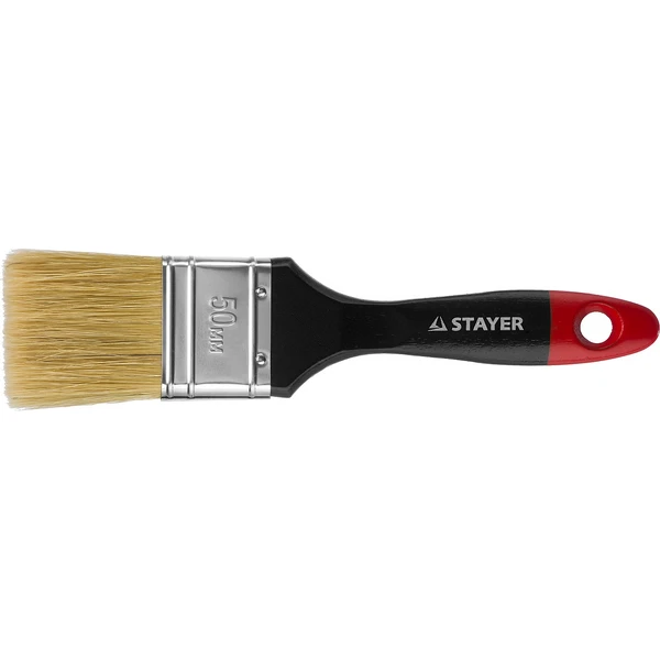 STAYER Universal, 50 мм, 2″, светлая, натуральная щетина, деревянная ручка, все виды ЛКМ, плоская кисть, Professional (0104-050) - фото 3