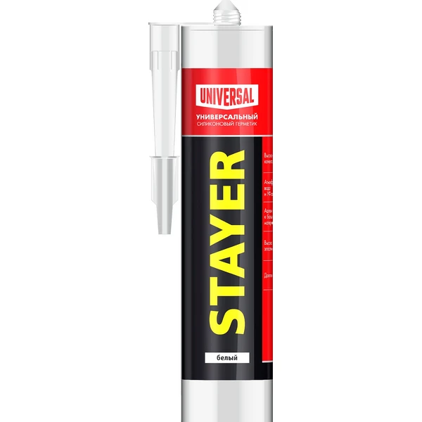 STAYER 260 мл, белый, силиконовый, универсальный герметик (41213-0)