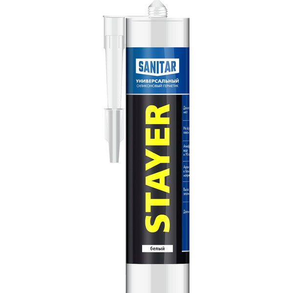 STAYER 260 мл, белый, силиконовый, санитарный герметик (41215-0)