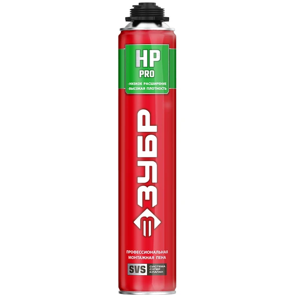 ЗУБР PRO HP, 800 мл, пистолетная, с низким расширением, выход до 50л, монтажная пена (41148)