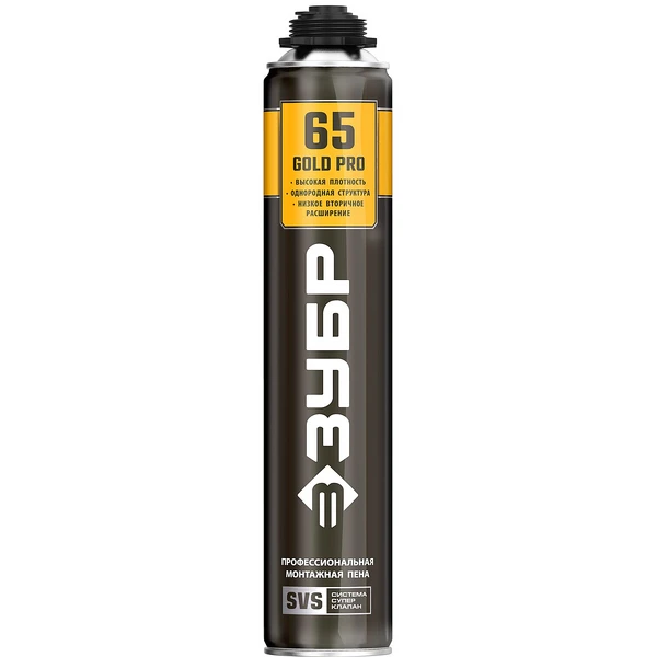 ЗУБР GOLD PRO 65, 850 мл, мелкопористая, c выходом до 65 л, пистолетная, монтажная пена (41157)