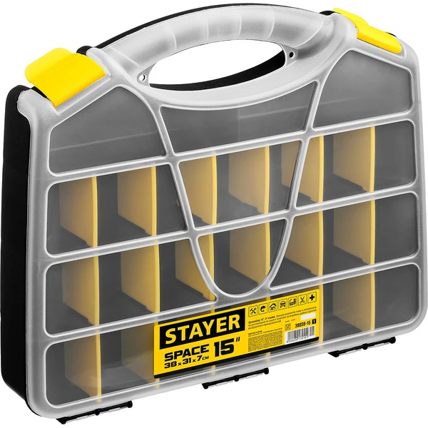STAYER HANDY-9, 230 x 120 x 35 мм, (9″), пластиковый органайзер с 18 ячейками (38051-09) - Фото 6